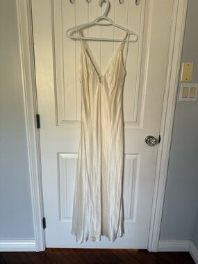 Selection Edition Mango Cream Satin Slip Dress with Spaghetti Straps